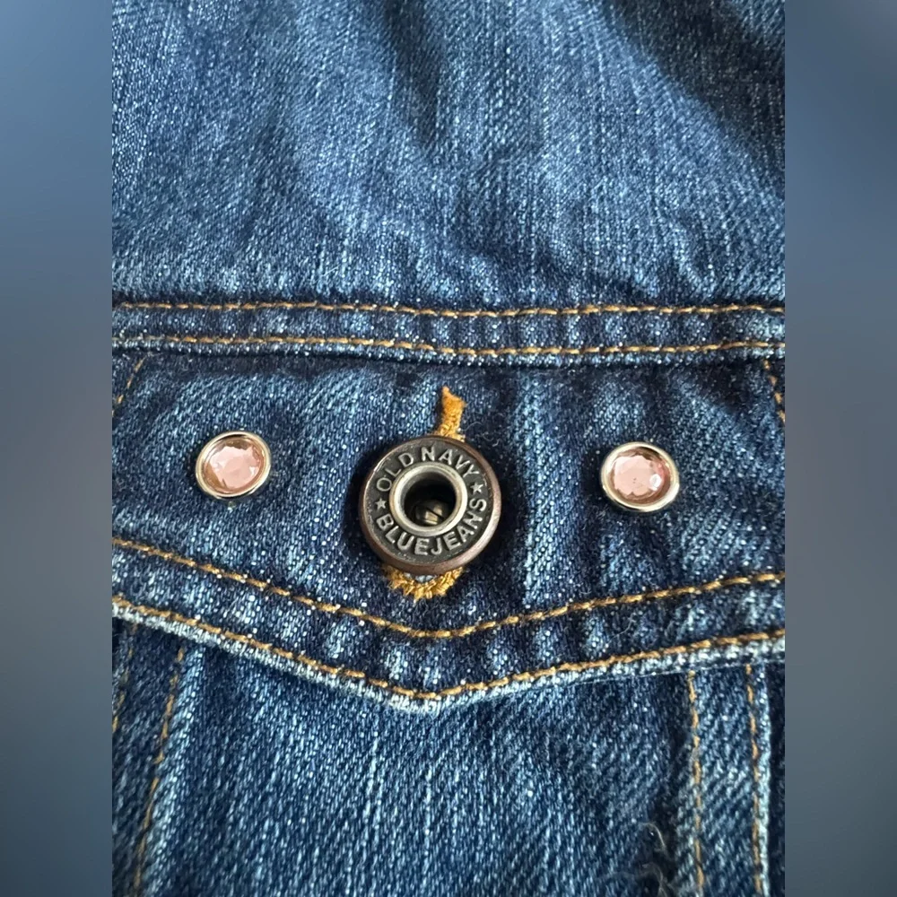 Old Navy Classic Blue Jean Jacket with pink jewels XL - Picture 4 of 7